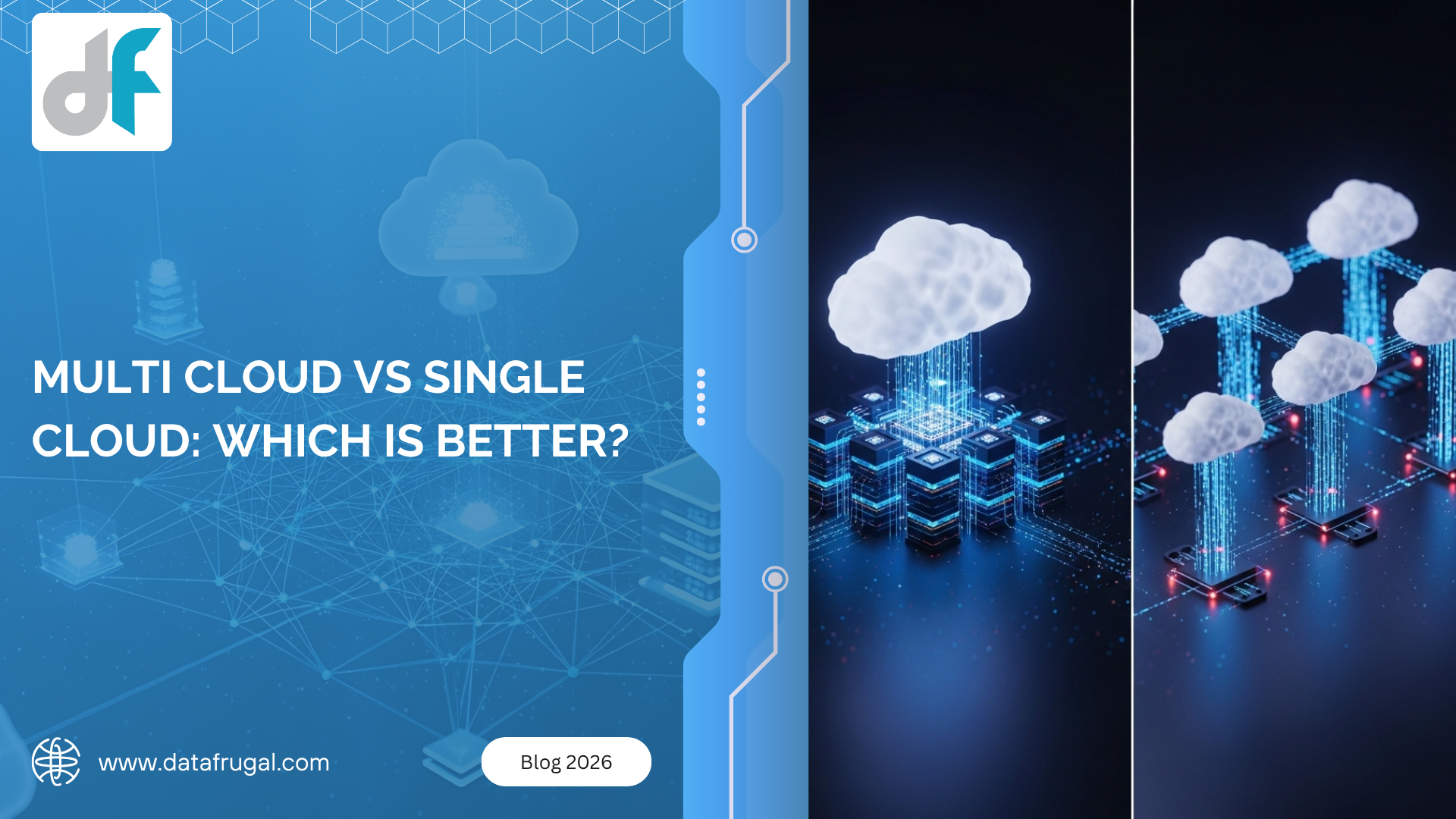 Illustration comparing multi cloud and single cloud strategies